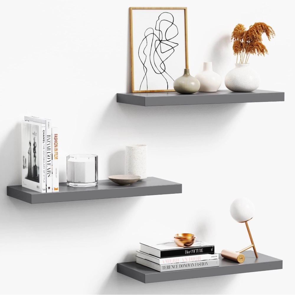 Modern Gray Wall Display Shelves